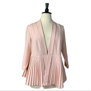 Torrid Women's Blazer Blush Pink Pleated Hem Open Front 3/4 Sleeve Plus Size 1X